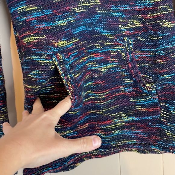 Eddie Bauer Multi-color Knit Sweater w/ Hood & Pockets Size XS - Picture 3 of 7